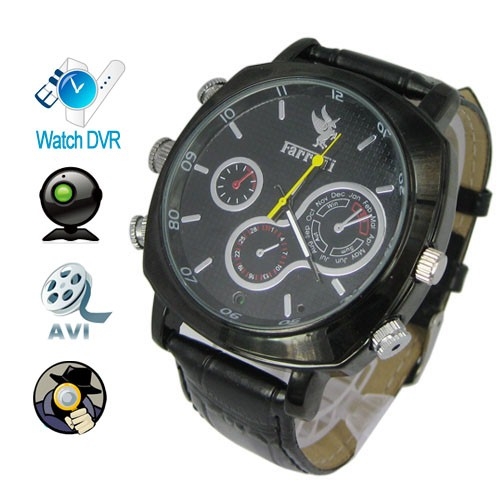 1920 x 1080P 4GB HD Waterproof Spy Camera Watch with Black Leather Strap - Click Image to Close